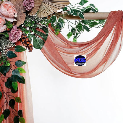 MDS Halloween Chiffon Draping Fabric - 1 Panel, 30" Wide x 30ft Long - Sheer Spooky Arbor & Canopy Drapery for Haunted House Backdrops, Party Ceilings, DIY Costumes & Themed Events - Terracotta