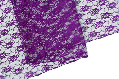 MDS Pack of 15 Wedding 12 x 108 inches Lace Table Runner for Wedding, Decorations for Birthday Parties, Banquets, Graduations, Engagements, and Runners fit Rectangle, Round Table- Purple