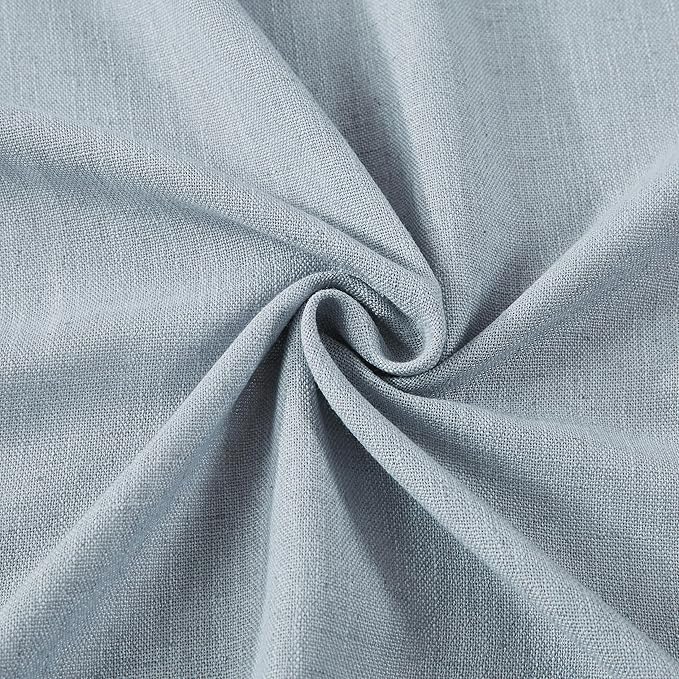 Vision Home Blue Fog Pinch Pleated Semi Sheer Curtains Textured Linen Blended Light Filtering Window Curtains 102 inch for Living Room Bedroom Pinch Pleat Drapes with Hooks 2 Panels 40" Wx102 L