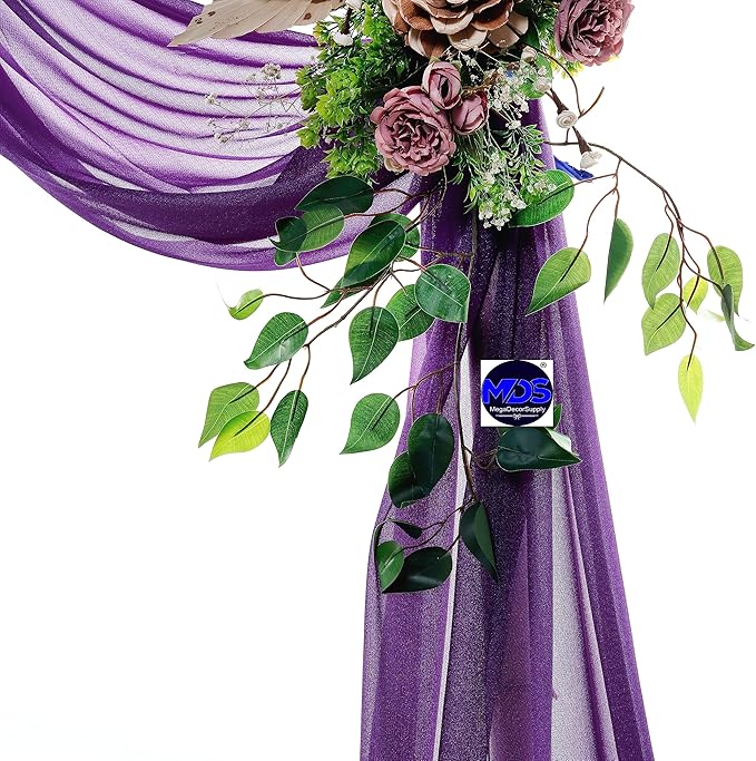 MDS Halloween Chiffon Draping Fabric - 1 Panel, 30" Wide x 40ft Long - Sheer Spooky Arbor & Canopy Drapery for Haunted House Backdrops, Party Ceilings, DIY Costumes & Themed Events - Cadbury Purple