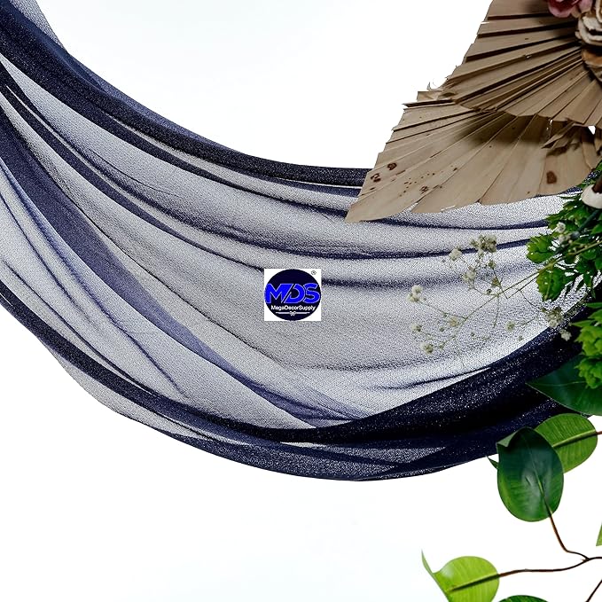 MDS Halloween Chiffon Draping Fabric - 2 Panel, 30" Wide x 100ft Long - Sheer Spooky Arbor & Canopy Drapery for Haunted House Backdrops, Party Ceilings, DIY Costumes & Themed Events - Navy Blue
