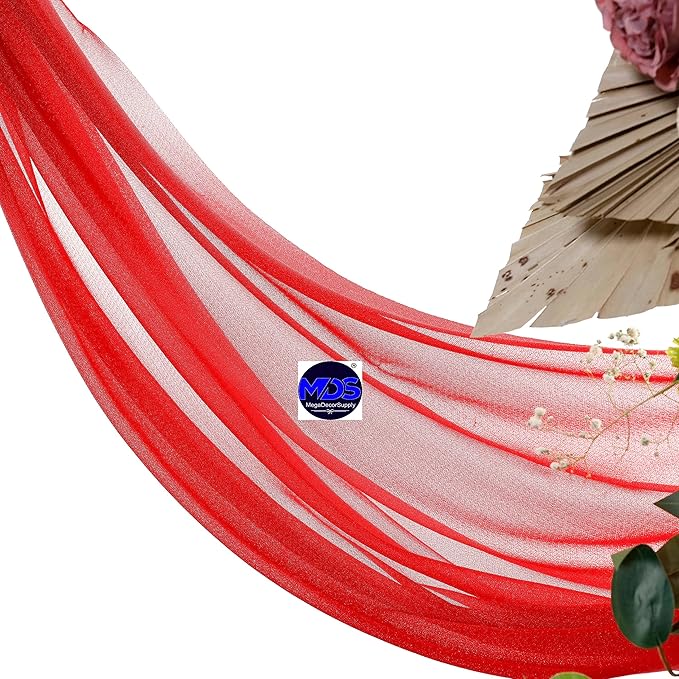 MDS Halloween Chiffon Draping Fabric - 1 Panel, 30" Wide x 30ft Long - Sheer Spooky Arbor & Canopy Drapery for Haunted House Backdrops, Party Ceilings, DIY Costumes & Themed Events - Red