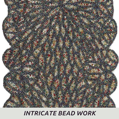Premium Beaded Table Runner - 13x36 Elegant & Durable Home Décor for Dining, Weddings, Parties & Special Occasions with Non-Slip Backing, Versatile & Easy-Care (Multi) - CLEENTABLE