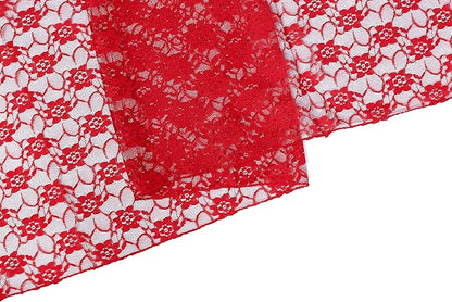 MDS Pack of 10 Wedding 12 x 108 inches Lace Table Runner for Wedding, Decorations for Birthday Parties, Banquets, Graduations, Engagements, and Runners fit Rectangle, Round Table- Red