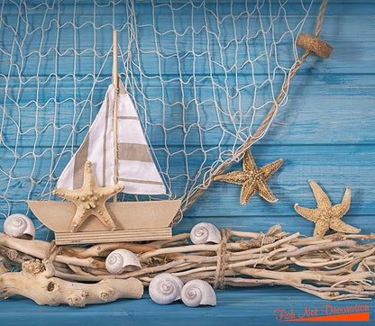 Natural Fish Net Party Decorations for Pirate Party, Hawaiian Party, Nautical Themed Cotton Fishnet Party Accessory