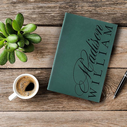 Personal Leather Journal Notebooks | 12 Design, 9 Color - Black | Journal for Women, Men - Custom Notebook to Write in - Diary for Girls, Women - Personalized Gift Idea for Girl, Boy, Mom and Dad