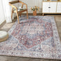 Bloom Rugs Washable Non-Slip 6' x 9' Rug - Red/Blue Traditional Medallion Area Rug for Living Room, Bedroom, Dining Room, and Kitchen - Exact Size: 6' x 9'