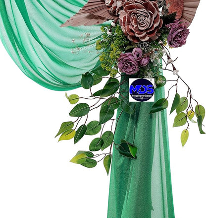 MDS Halloween Chiffon Draping Fabric - 2 Panel, 30" Wide x 40ft Long - Sheer Spooky Arbor & Canopy Drapery for Haunted House Backdrops, Party Ceilings, DIY Costumes & Themed Events - Emerald Green