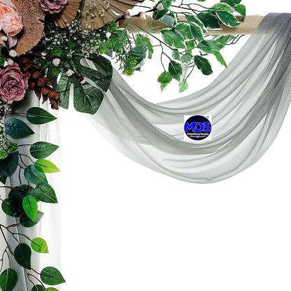 MDS Halloween Chiffon Draping Fabric - 2 Panel, 30" Wide x 40ft Long - Sheer Spooky Arbor & Canopy Drapery for Haunted House Backdrops, Party Ceilings, DIY Costumes & Themed Events - Gray