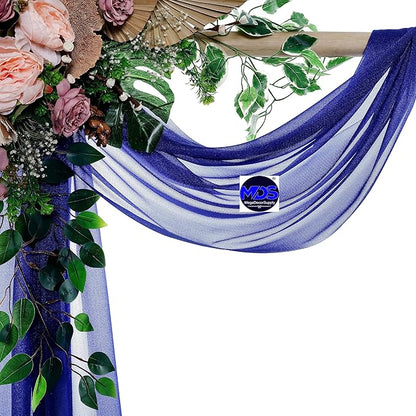 MDS Halloween Chiffon Draping Fabric - 2 Panel, 30" Wide x 75ft Long - Sheer Spooky Arbor & Canopy Drapery for Haunted House Backdrops, Party Ceilings, DIY Costumes & Themed Events - Royal Blue