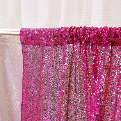 Poise3EHome Hot Pink Sequin Backdrop Curtains,4 Panels 2FTx8FT Glitter Background for Party Birthday Party Baby Shower Wedding Christmas Thanksgiving Halloween Holiday Festival Decor