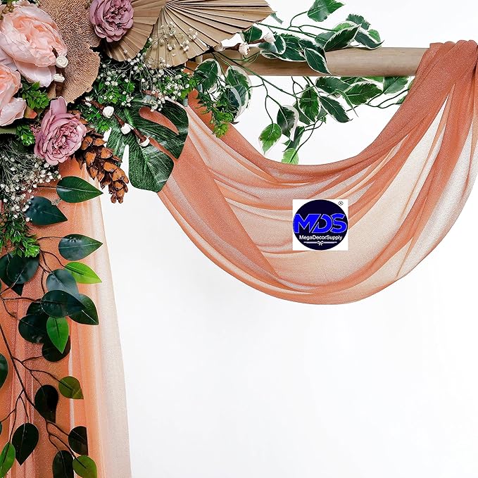 MDS Halloween Chiffon Draping Fabric - 1 Panel, 30" Wide x 75ft Long - Sheer Spooky Arbor & Canopy Drapery for Haunted House Backdrops, Party Ceilings, DIY Costumes & Themed Events - Coral Peach