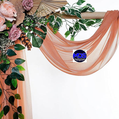 MDS Halloween Chiffon Draping Fabric - 1 Panel, 30" Wide x 40ft Long - Sheer Spooky Arbor & Canopy Drapery for Haunted House Backdrops, Party Ceilings, DIY Costumes & Themed Events - Coral Peach
