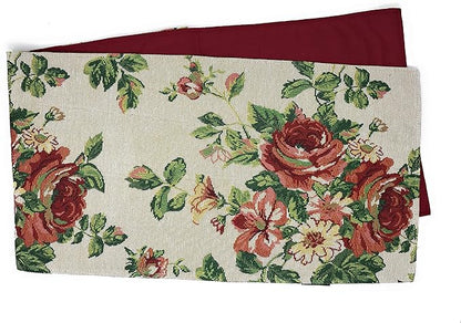 Tache Sweet Roses Spring Summer Traditional Country Vintage White Red Floral Decorative Woven Tapestry Dresser Kitchen Coffee Table Runners, 13x54