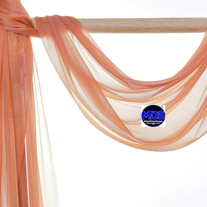 MDS Halloween Chiffon Draping Fabric - 1 Panel, 30" Wide x 100ft Long - Sheer Spooky Arbor & Canopy Drapery for Haunted House Backdrops, Party Ceilings, DIY Costumes & Themed Events - Coral Peach