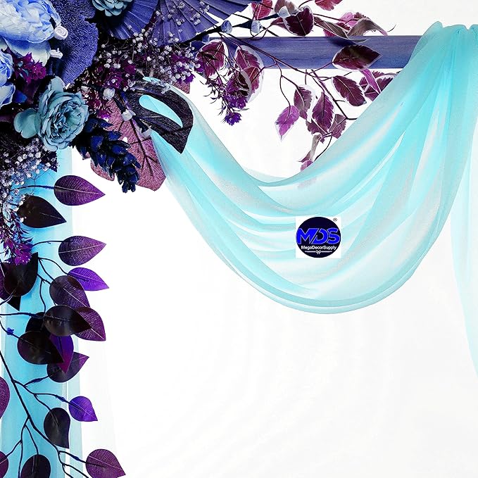 MDS Halloween Chiffon Draping Fabric - 1 Panel, 30" Wide x 40ft Long - Sheer Spooky Arbor & Canopy Drapery for Haunted House Backdrops, Party Ceilings, DIY Costumes & Themed Events - Teal