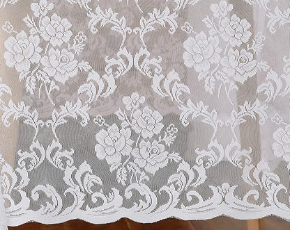 LinenZone White Round Tablecloth for Rustic Vintage Decor. Sheer Lace Works Great As Wedding, Thanksgiving or Christmas Tablecloth (Mia 70 Round, White)
