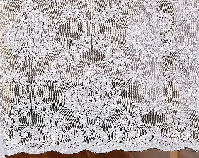 LinenZone White Rectangle Tablecloth for Rustic Vintage Decor. Sheer Lace Tablecloth Works Great for Wedding, Thanksgiving or Christmas Party (Mia TC 54 x 72, White)