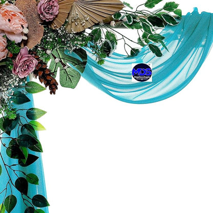MDS Halloween Chiffon Draping Fabric - 2 Panel, 30" Wide x 20ft Long - Sheer Spooky Arbor & Canopy Drapery for Haunted House Backdrops, Party Ceilings, DIY Costumes & Themed Events - Peacock Blue