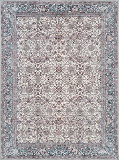 Bloom Rugs Washable Non-Slip 5' x 7' Rug - Teal/Blue/Beige Traditional Oriental Area Rug for Living Room, Bedroom, Dining Room, and Kitchen - Exact Size: 5' x 7'