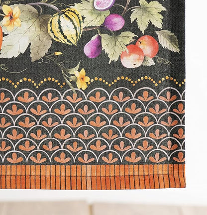 Maison d' Hermine Table runner 100% Cotton Single Layer Table Runners 72 inches long for Thanksgiving Christmas Decorations Home Kitchen Dining Party Wedding (Pumpkin Garden - Dark Green, 14.5" x 72")