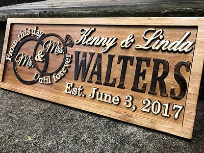 Mr and Mrs Sign | Wood Wedding Gift | Wooden Bridal Shower Gift | Custom Engagement Sign | Established Marriage Decor | Personalized Couple Gift | Last Name Established Sign | Anniversary