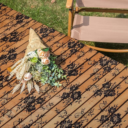 TINWIN Rectangle Lace Tablecloth 60x120 Inch Black Vintage Runner Eyelash Fabric for Kitchen Dining Picnic Table Wedding Decor for Home Decoration Tea Party Decor-4