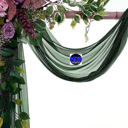 MDS Halloween Chiffon Draping Fabric - 2 Panel, 30" Wide x 75ft Long - Sheer Spooky Arbor & Canopy Drapery for Haunted House Backdrops, Party Ceilings, DIY Costumes & Themed Events - Hunter Green