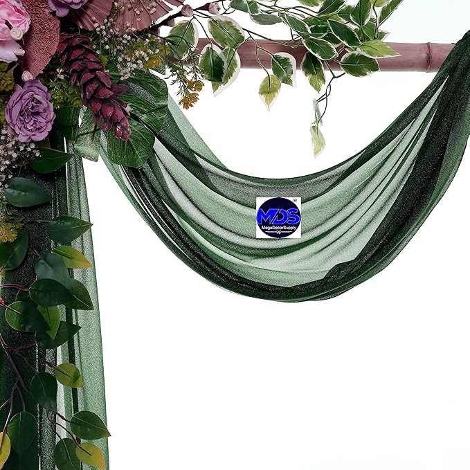 MDS Halloween Chiffon Draping Fabric - 1 Panel, 30" Wide x 30ft Long - Sheer Spooky Arbor & Canopy Drapery for Haunted House Backdrops, Party Ceilings, DIY Costumes & Themed Events - Hunter Green