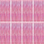 8 Pack Pink Backdrop, 3.28 FT x 7.05 FT Fringe Curtains, Metallic Glitter Pink Fringe Party Streamer Foil Curtains Tinsel Backdrop, Pink Decorations Bachelorette Party Supplies Birthday Decor