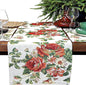 Tache Sweet Roses Spring Summer Flower Traditional French Country Vintage White Red Floral Decorative Woven Tapestry Long Kitchen Dining Table Runners, 13 x 90