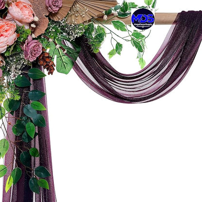 MDS Halloween Chiffon Draping Fabric - 1 Panel, 30" Wide x 50ft Long - Sheer Spooky Arbor & Canopy Drapery for Haunted House Backdrops, Party Ceilings, DIY Costumes & Themed Events - Eggplant