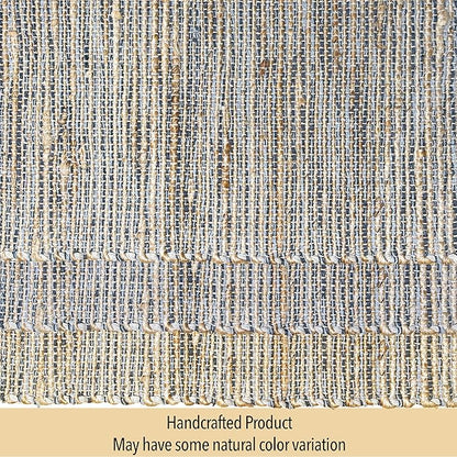 Chardin home Natural Jute Table Runner 13x72 Inch – Vintage Boho Rustic Table Decor – Handwoven Table Runner in Natural Jute and Grey – Farmhouse Dining or Console Table Accent