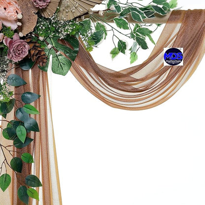 MDS Halloween Chiffon Draping Fabric - 1 Panel, 30" Wide x 75ft Long - Sheer Spooky Arbor & Canopy Drapery for Haunted House Backdrops, Party Ceilings, DIY Costumes & Themed Events - Mocha