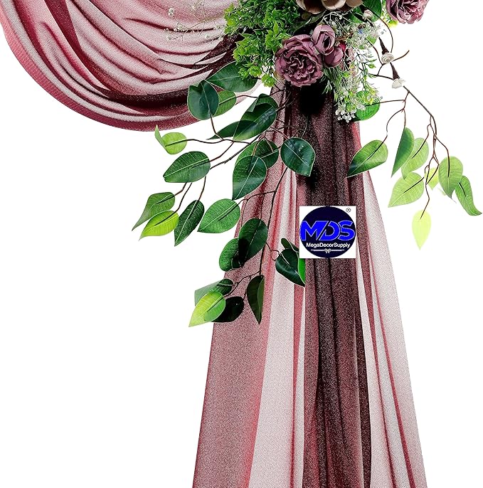 MDS Halloween Chiffon Draping Fabric - 2 Panel, 30" Wide x 20ft Long - Sheer Spooky Arbor & Canopy Drapery for Haunted House Backdrops, Party Ceilings, DIY Costumes & Themed Events - Burgundy