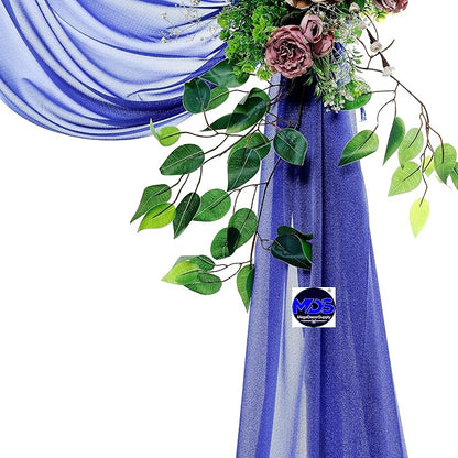 MDS Halloween Chiffon Draping Fabric - 2 Panel, 30" Wide x 100ft Long - Sheer Spooky Arbor & Canopy Drapery for Haunted House Backdrops, Party Ceilings, DIY Costumes & Themed Events - Royal Blue