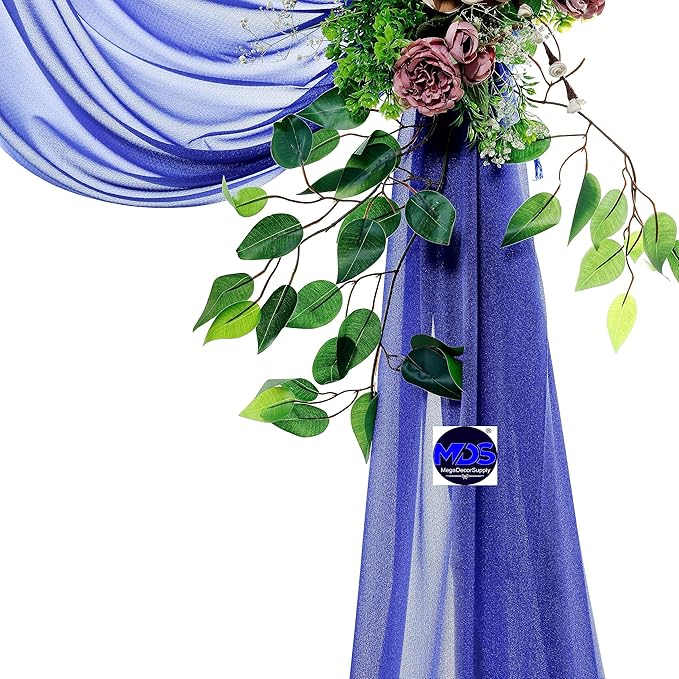 MDS Halloween Chiffon Draping Fabric - 2 Panel, 30" Wide x 20ft Long - Sheer Spooky Arbor & Canopy Drapery for Haunted House Backdrops, Party Ceilings, DIY Costumes & Themed Events - Royal Blue
