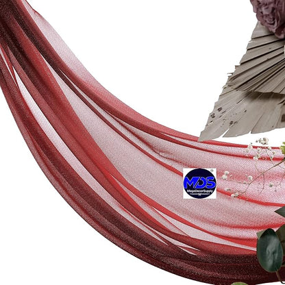MDS Halloween Chiffon Draping Fabric - 2 Panel, 30" Wide x 100ft Long - Sheer Spooky Arbor & Canopy Drapery for Haunted House Backdrops, Party Ceilings, DIY Costumes & Themed Events - Apple Red