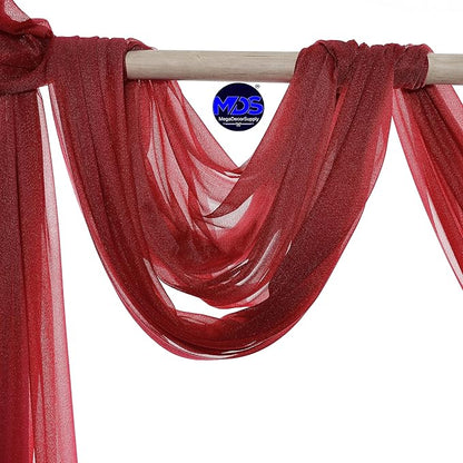 MDS Halloween Chiffon Draping Fabric - 1 Panel, 30" Wide x 20ft Long - Sheer Spooky Arbor & Canopy Drapery for Haunted House Backdrops, Party Ceilings, DIY Costumes & Themed Events - Apple Red