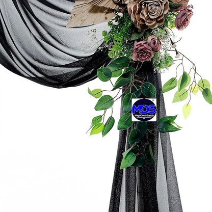 MDS Halloween Chiffon Draping Fabric - 2 Panel, 30" Wide x 30ft Long - Sheer Spooky Arbor & Canopy Drapery for Haunted House Backdrops, Party Ceilings, DIY Costumes & Themed Events - Black