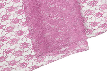 MDS Pack of 5 Wedding 12 x 108 inches Lace Table Runner for Wedding, Decorations for Birthday Parties, Banquets, Graduations, Engagements, and Runners fit Rectangle, Round Table- Dusty Pink