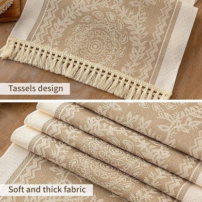Table Runner 48 Inches Long,Waterproof Boho Table Runner with Tassel Fringe,Table Runners for Party Coffee Table