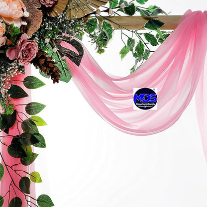 MDS Halloween Chiffon Draping Fabric - 2 Panel, 30" Wide x 75ft Long - Sheer Spooky Arbor & Canopy Drapery for Haunted House Backdrops, Party Ceilings, DIY Costumes & Themed Events - Coral