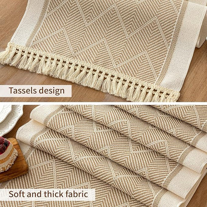 Table Runner 48 Inches Long,Waterproof Boho Table Runner with Tassel Fringe,Table Runners for Party Coffee Table