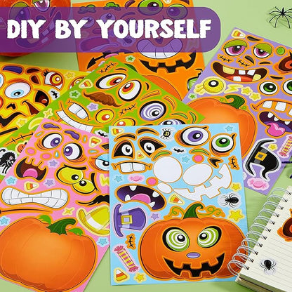 JOYIN 48 Pcs Halloween Pumpkin Stickers for Kids, Halloween Party Favor, Craft Party Supplies, Funny Sticker with Different Pumpkin Design, Classroom Activities Games Goodies Treat Gifts（Age 3+）