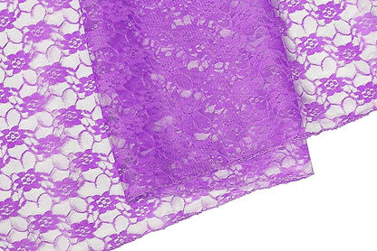 MDS Pack of 25 Wedding 12 x 108 inches Lace Table Runner for Wedding, Decorations for Birthday Parties, Banquets, Graduations, Engagements, and Runners fit Rectangle, Round Table- Lavender