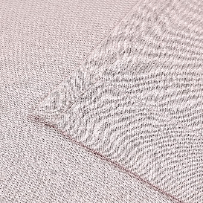 Vision Home Soft Pink Pinch Pleated Semi Sheer Curtains Textured Linen Blended Light Filtering Window Curtains 95 inch for Living Room Bedroom Pinch Pleat Drapes with Hooks 2 Panels 40" Wx95 L
