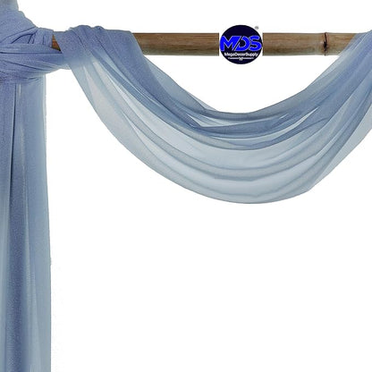 MDS Halloween Chiffon Draping Fabric - 2 Panel, 30" Wide x 20ft Long - Sheer Spooky Arbor & Canopy Drapery for Haunted House Backdrops, Party Ceilings, DIY Costumes & Themed Events - Dusty Blue