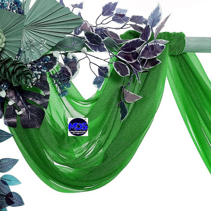 MDS Halloween Chiffon Draping Fabric - 2 Panel, 30" Wide x 100ft Long - Sheer Spooky Arbor & Canopy Drapery for Haunted House Backdrops, Party Ceilings, DIY Costumes & Themed Events - Green