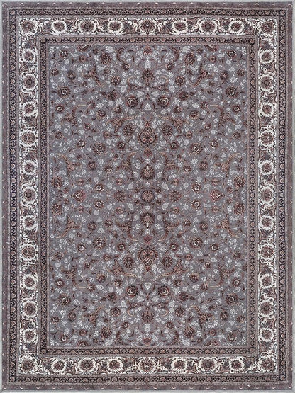 Bloom Rugs Washable Non-Slip 4' x 6' Rug - Slate Gray Traditional Oriental Area Rug for Living Room, Bedroom, Dining Room, and Kitchen - Exact Size: 4' x 6'